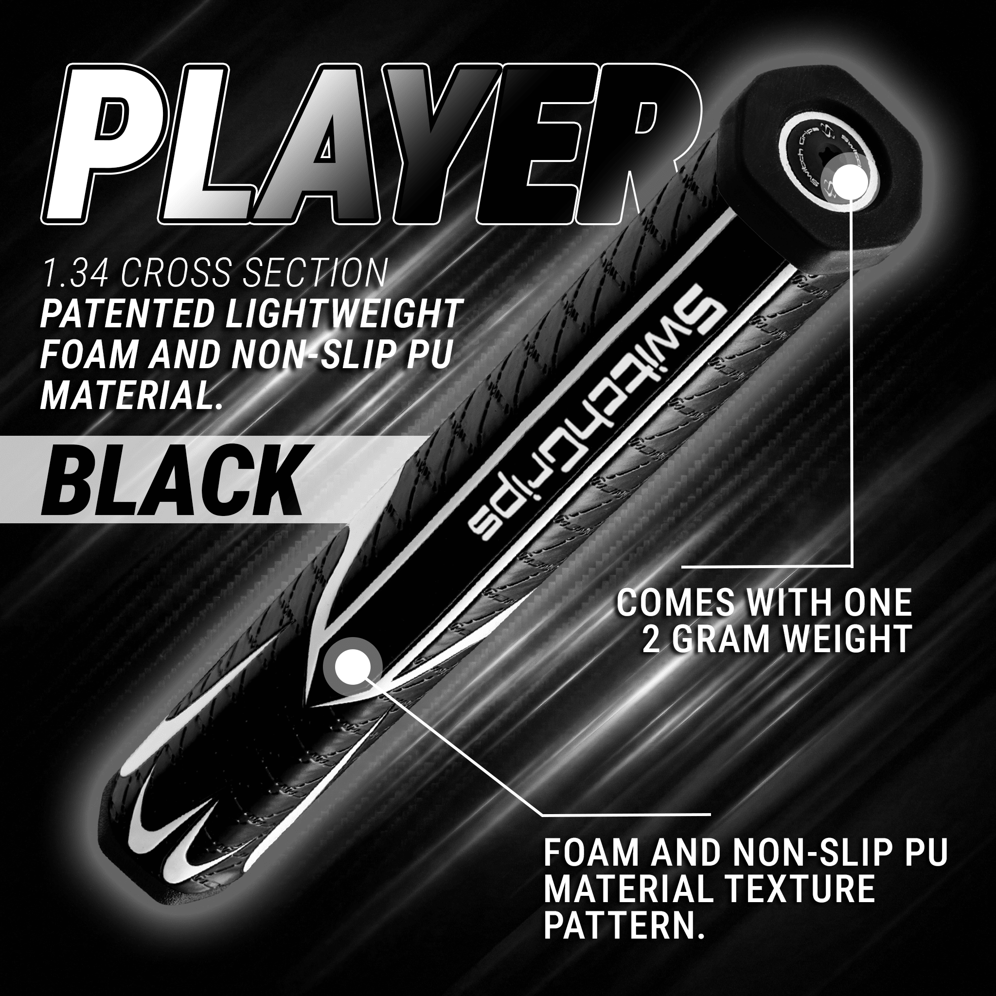 SwitchGrips Counter-Balance Player Line. 1.34 Cross Section Lightweight Foam Putter Grip
