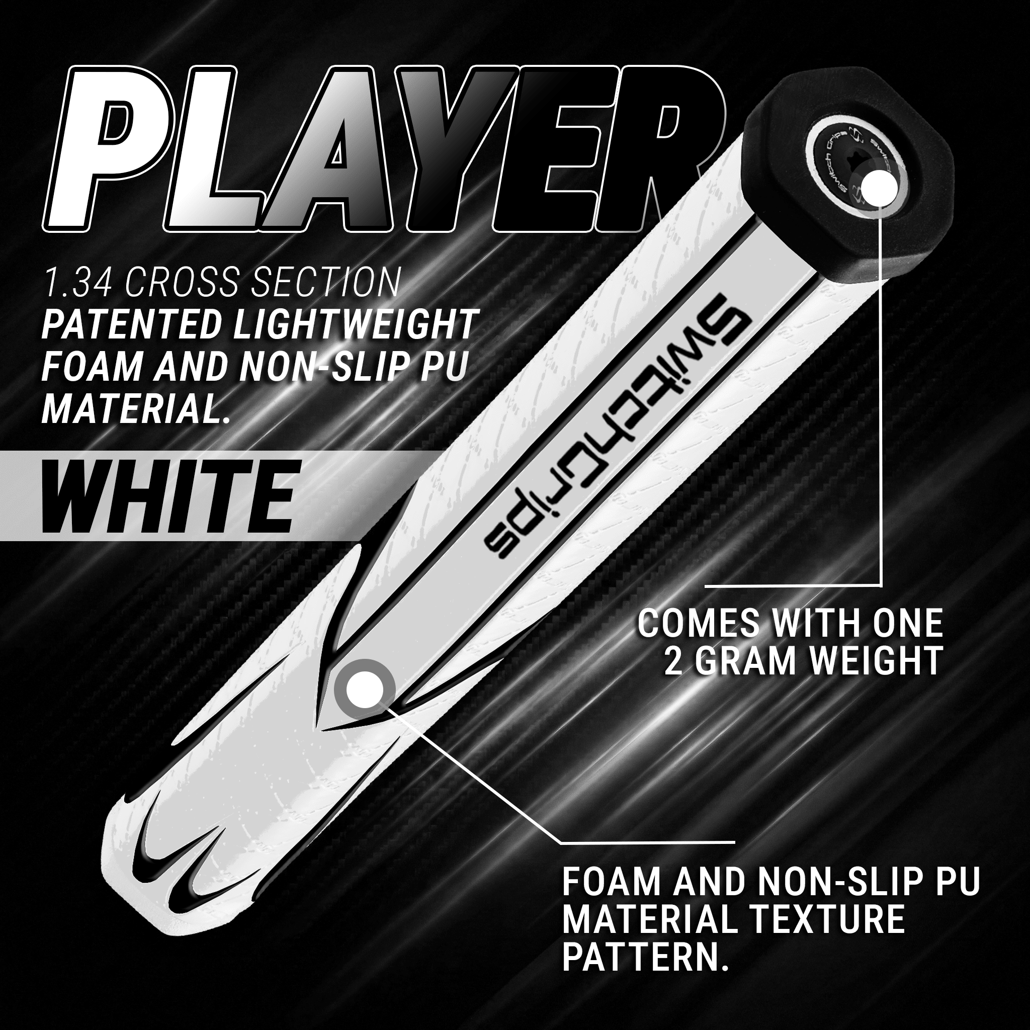 SwitchGrips Counter-Balance Player Line. 1.34 Cross Section Lightweight Foam Putter Grip