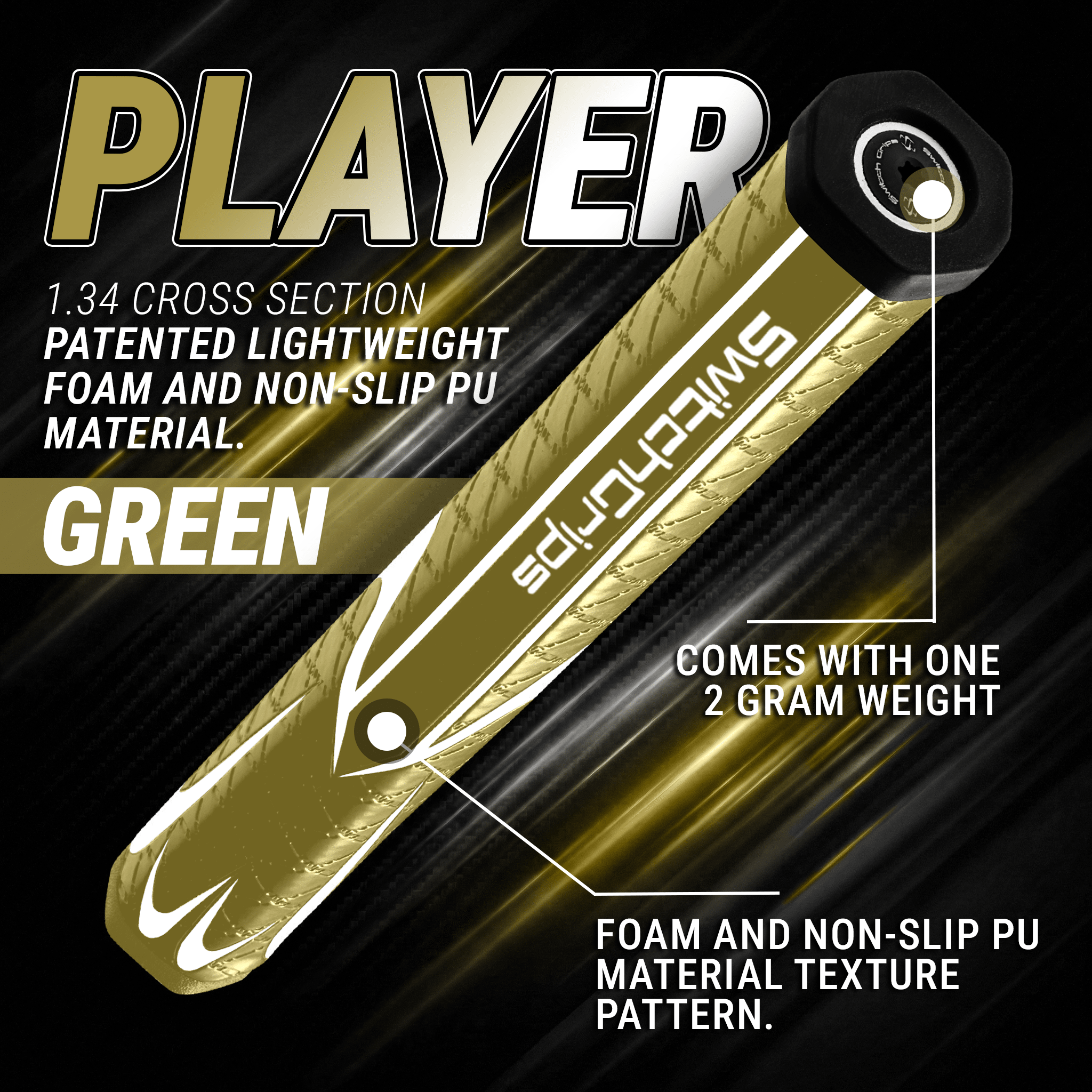 SwitchGrips Counter-Balance Player Line. 1.34 Cross Section Lightweight Foam Putter Grip