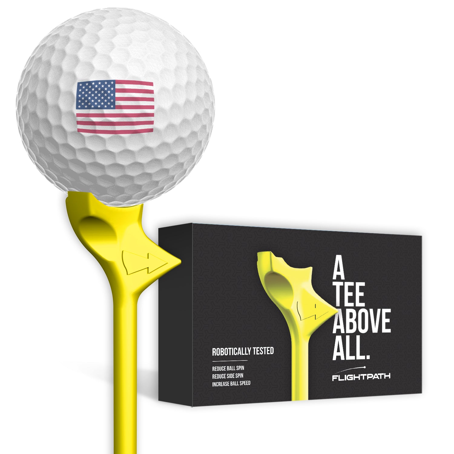 Yellow Flightpath Golf Tees - 1 Pack (8 Tees)