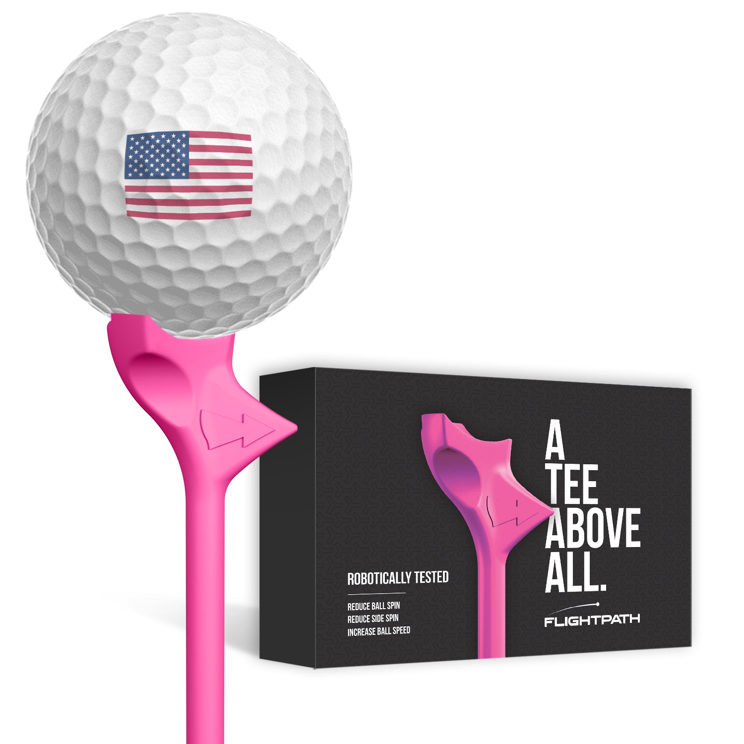 Pink Flightpath Golf Tees - 1 Pack (8 Tees)