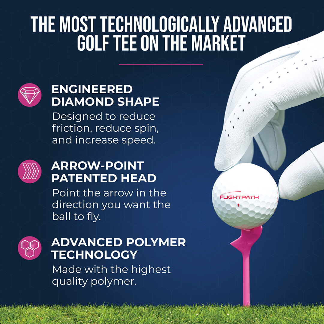 Pink Flightpath Golf Tees - 1 Pack (8 Tees)