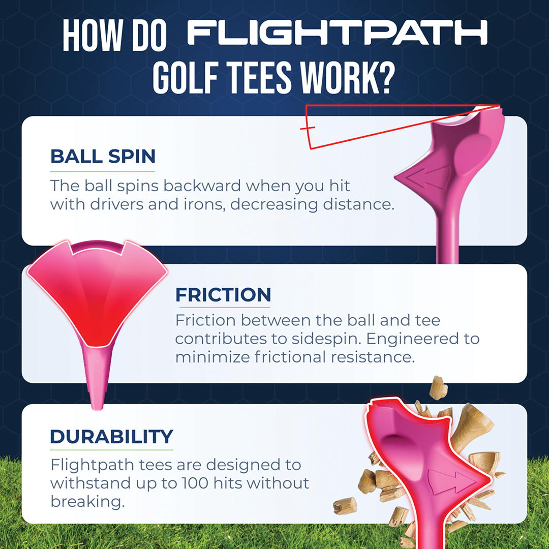 Pink Flightpath Golf Tees - 1 Pack (8 Tees)