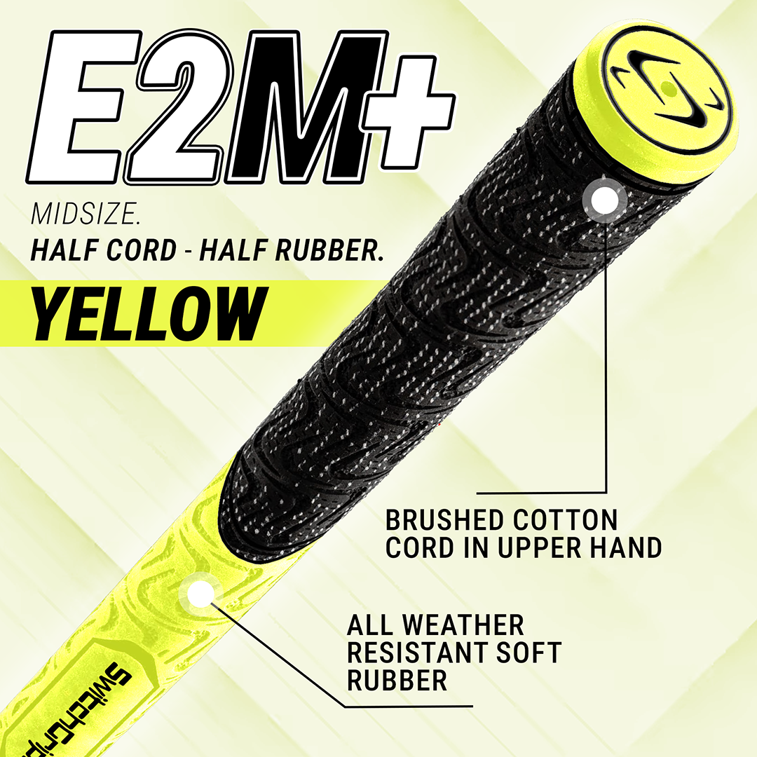 SwitchGrips E2M+ Midsize Half Rubber / Half Cord Swing Grips