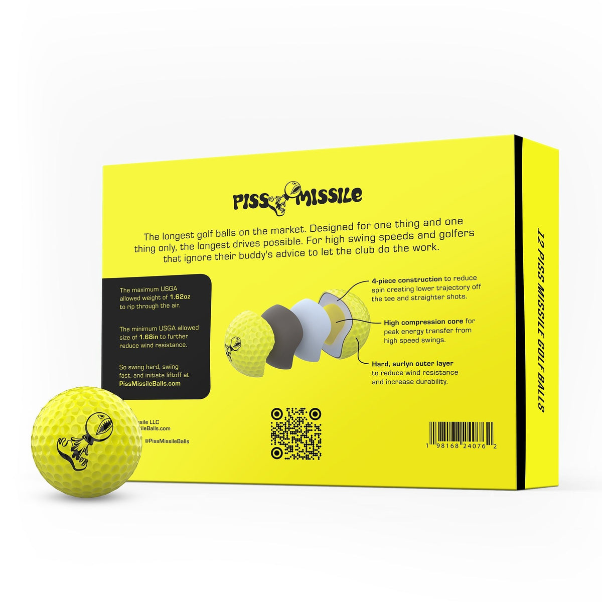 PISS MISSILE GOLF BALLS 12PK