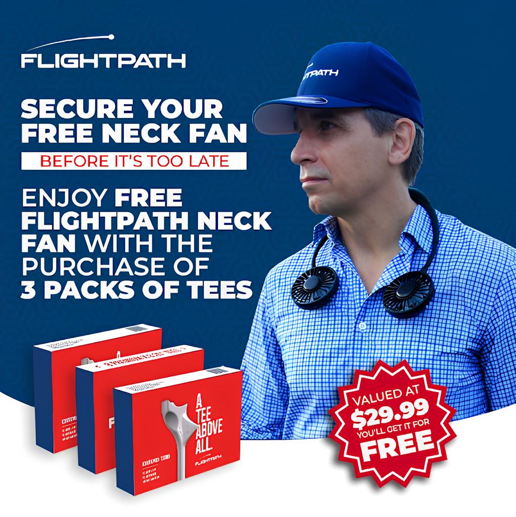 FlightPath Golf Tees - 3 Packs / Neck Fan (CODE: FREEFAN)